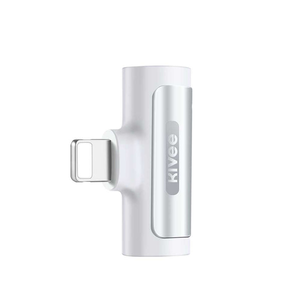 Kivee Iphone 8 Pin To Audio Plus Charging Adapter White