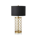 Soga Golden Hollowed Out Base Table Lamp With Dark Shade