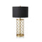 Soga Golden Hollowed Out Base Table Lamp With Dark Shade