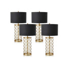 Soga 4X Golden Hollowed Out Base Table Lamp With Dark Shade