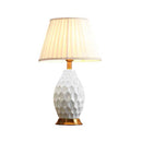 Soga Textured Ceramic Oval Table Lamp With Gold Metal Base White