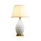 Soga Textured Ceramic Oval Table Lamp With Gold Metal Base White