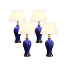 Soga 4X Blue Ceramic Oval Table Lamp With Gold Metal Base