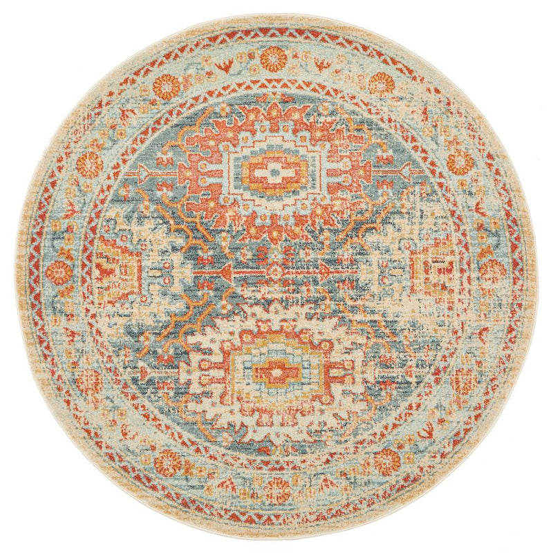 Legacy Round Mavi Turuncu Rug