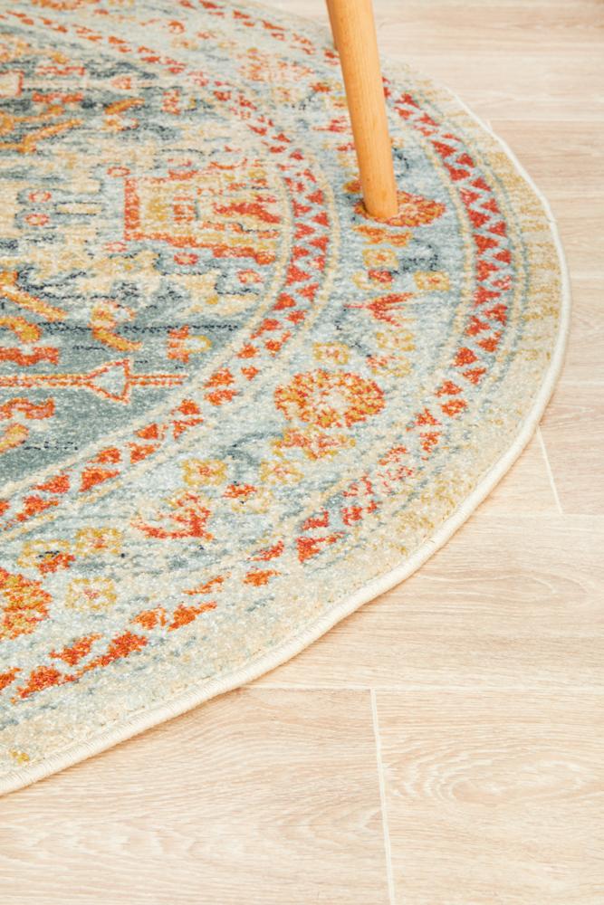 Legacy Round Mavi Turuncu Rug