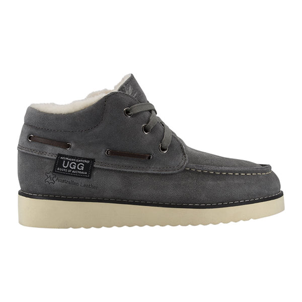 Lace Up Boat Style Ankle Ugg Boot Grey