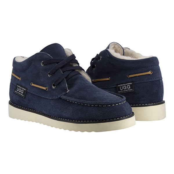 Lace Up Boat Style Ankle Ugg Boot Navy