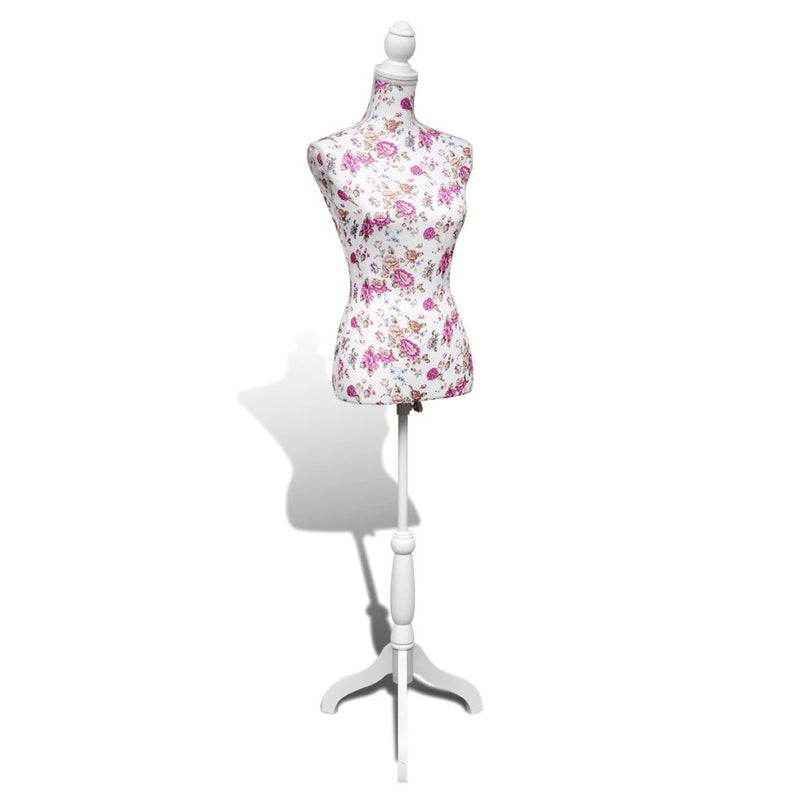 Ladies Bust Display Mannequin Cotton - White With Rose