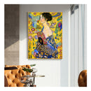 Lady With A Fan By Klimt Gold Frame Canvas Wall Art