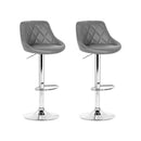 Leather Diamond Style Set Of 2 Bar Stools
