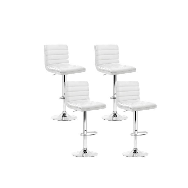 Leather Lined Pattern Bar Stools Set Of 4