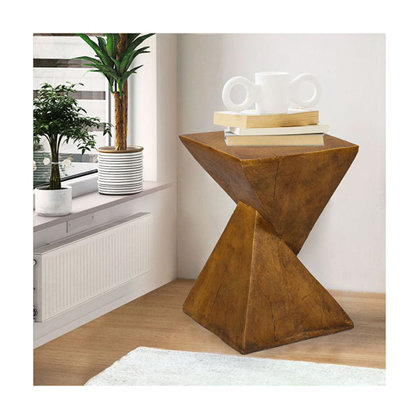 32Cm Side Table Terrazzo Geometric Shape Magnesia Stool Brown