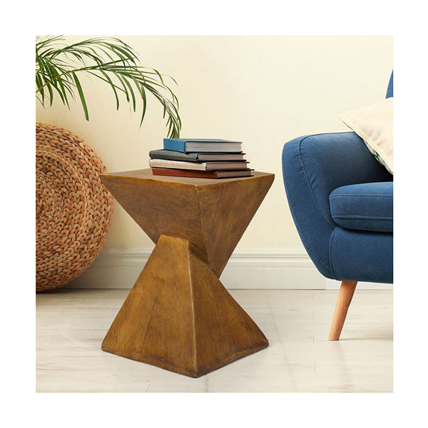 32Cm Side Table Terrazzo Geometric Shape Magnesia Stool Brown