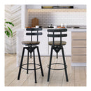 Levede Industrial Adjustable Swivel Bar Stool With Back Wood Counter