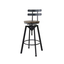 Levede Industrial Adjustable Swivel Bar Stool With Back Wood Counter