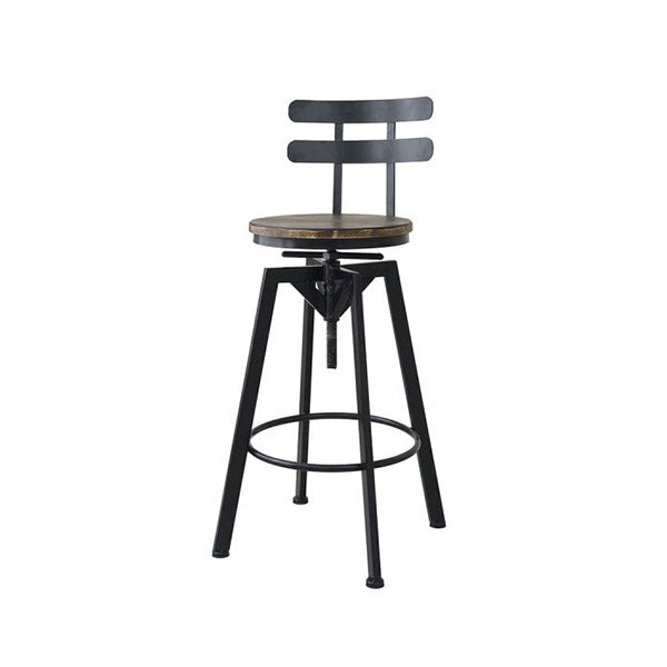 Levede Industrial Adjustable Swivel Bar Stool With Back Wood Counter