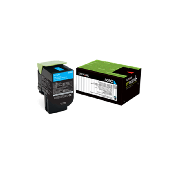 Lexmark 808C Cyan Return Toner Cartridge 1K