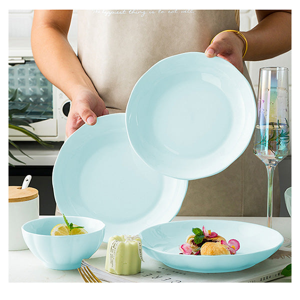 Light Blue Ceramic Dinnerware Set Of 4