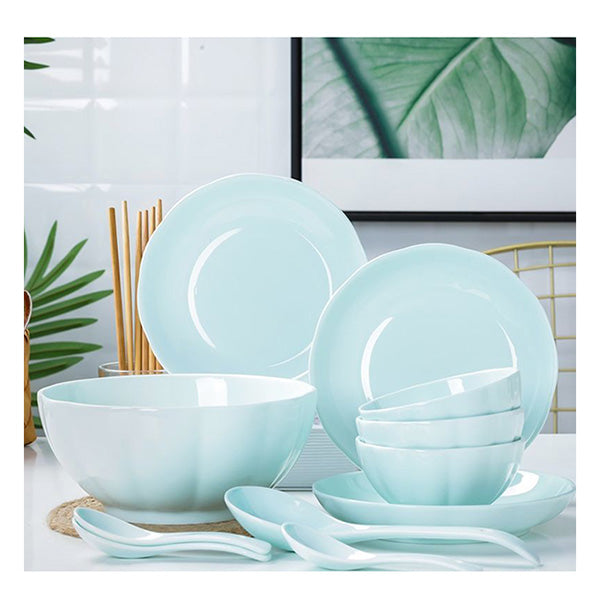 Light Blue Ceramic Dinnerware Set Of 10B