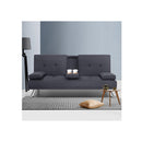 Linen Fabric 3 Seater Sofa Bed Recliner Lounge Futon Couch Dark Grey