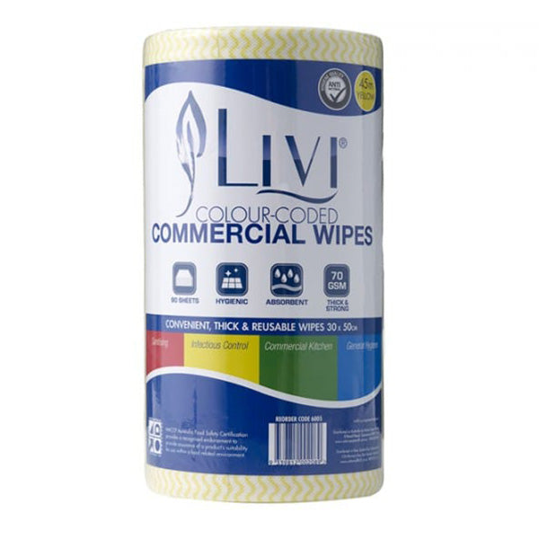 Livi Essentials Commercial Blue Wipes Haccp Approved Yellow Anti Bac