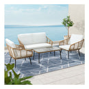 Outdoor Furniture Sofa Set 4 Piece Rattan Lounge Set Table Chairs