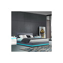 Lumi Led Bed Frame Fabric Gas Lift Storage Grey Queen