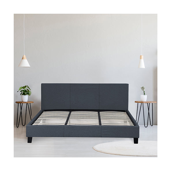 Sienna Luxury Bed Frame Base And Headboard Solid Wood Queen Charcoal