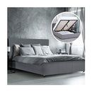 Luxury Gas Lift Bed Frame Base And Headboard With Storage Queen Grey