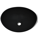 Luxury Ceramic Basin Oval-Shaped Sink - Black (40 x 33 cm)