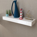 MDF Floating Wall Display Shelf With 1 Drawer - White