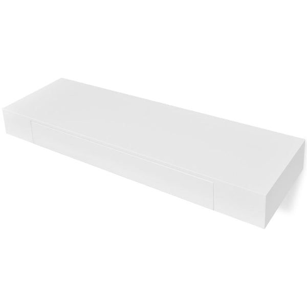 MDF Floating Wall Display Shelf With 1 Drawer - White