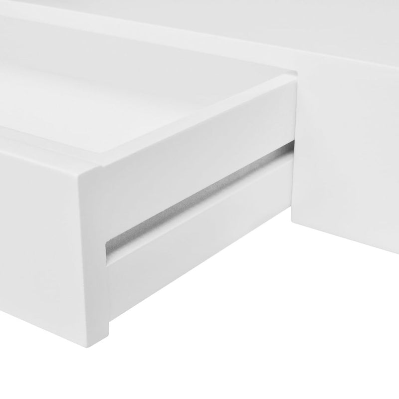 MDF Floating Wall Display Shelf With 1 Drawer - White