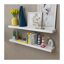 MDF Floating Wall Display Shelves Book Storage (2 Pcs) - White