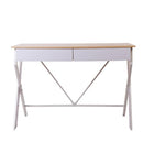 Artiss Metal Desk with Drawer White with Oak Top