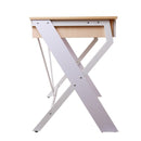 Artiss Metal Desk with Drawer White with Oak Top