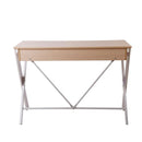 Artiss Metal Desk with Drawer White with Oak Top