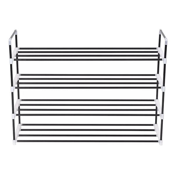Metal and Plastic Shoe Rack with 4 Shelves Black