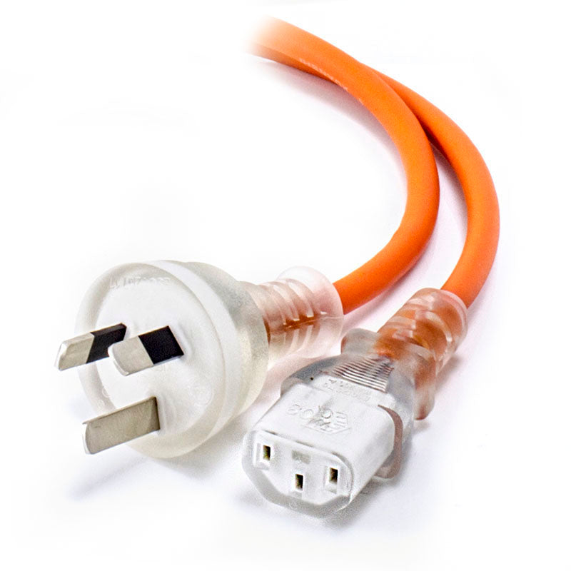 ALOGIC 1m Medical Power Cable Aus 3 Pin Mains Plug (Male) to IEC C13 (Female) -Orange