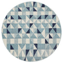 Mirage Illusion Modern Geo Blue Ivory Round Rug