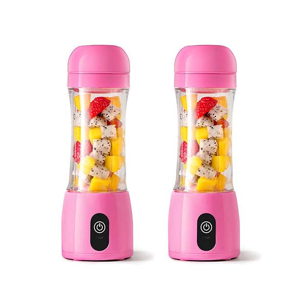 Soga 2X 380Ml Mini Usb Rechargeable Handheld Fruit Mixer Juicer Pink
