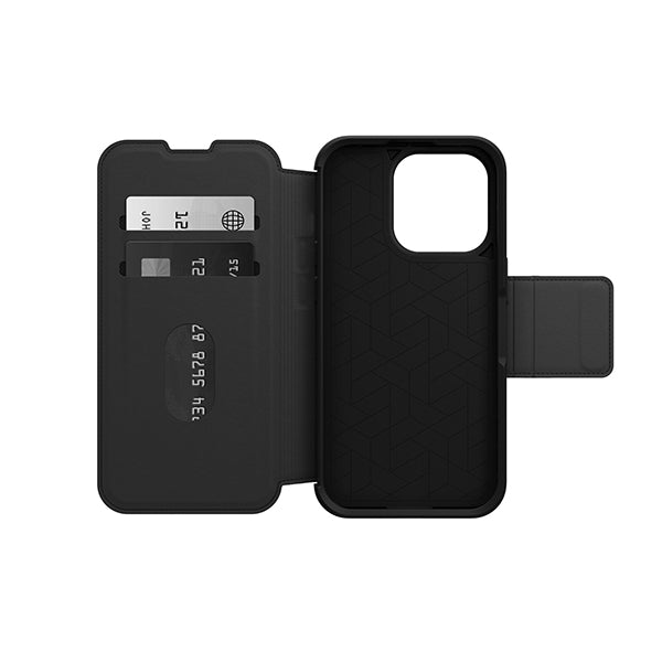 Otterbox Strada Iphone 14 Pro Case Shadow Black Leather Folio Cover