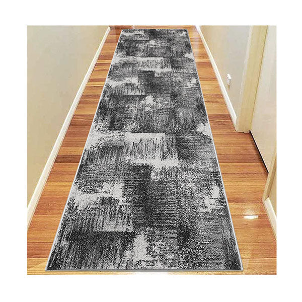 Machine Knotted Aspen Grey Hallway Runner Rug