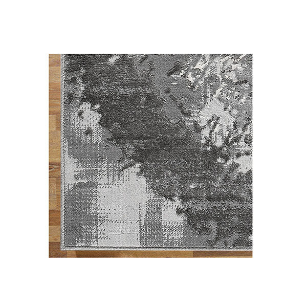 Machine Knotted Lotus Grey Hallway Runner Rug 80x300cm
