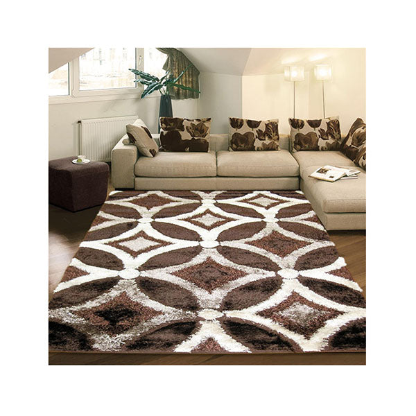 Machine Knotted Luxury Shaggy Brown Rug