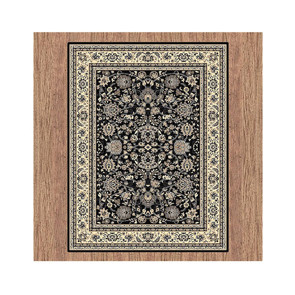 Machine Knotted Ruby Black Rug