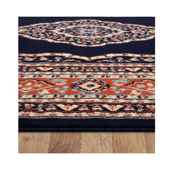 Machine Knotted Ruby Navy Rug