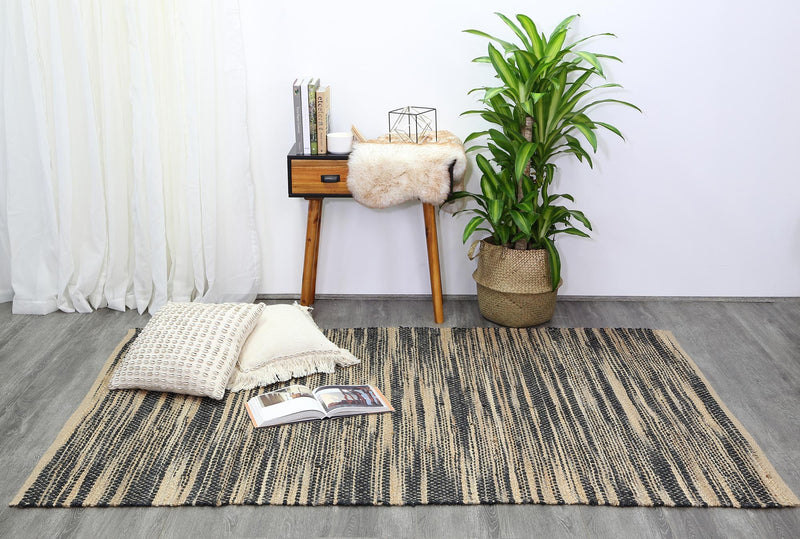 Malmo Stipe Natural Jute Grey Rug