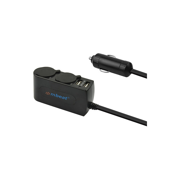 Mbeat 3A 15W Dual Port Usb And Dual Cigarette Lighter Car Charger
