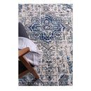 Geometric White Blue Grey Rug